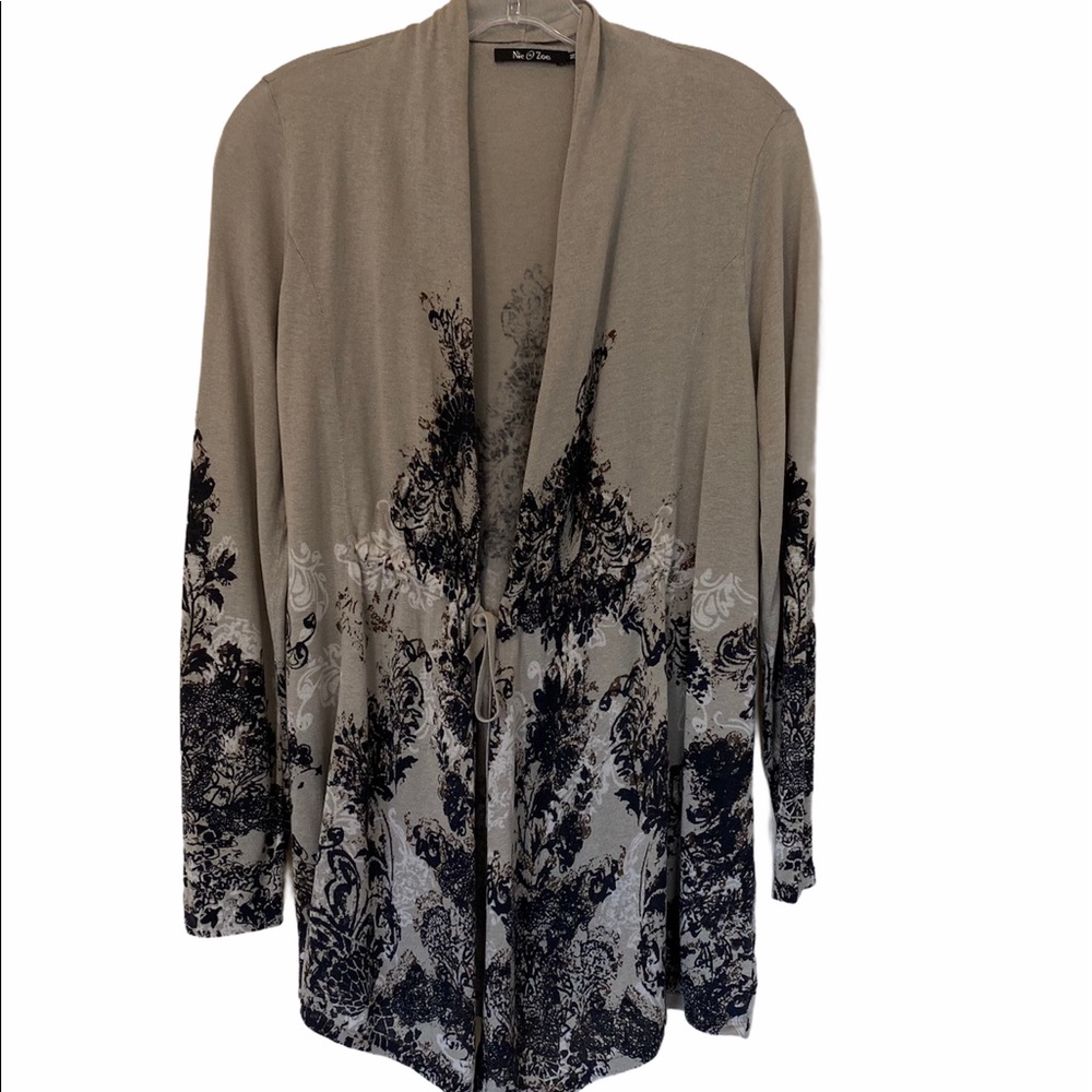 Nic + Zoe Floral Light Knit Open Front Cardigan